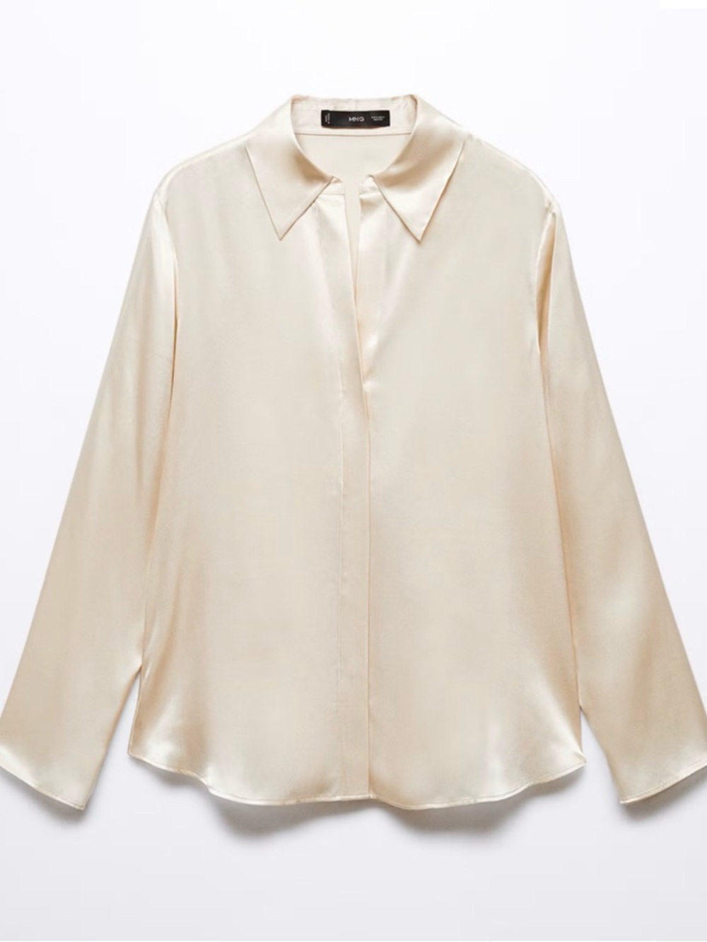 Mango Ivory Satin Silk Blouse